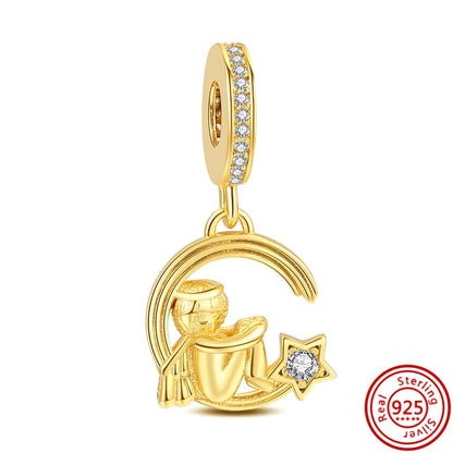 ✨ 925 Silver Gold-Plated Charms – ✨ Sparkling Dangle Beads | Pandora-Style Bracelet Compatible