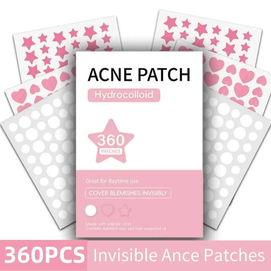 ✨ Acne Pimple Patches – 360pcs/180pcs, Circle, Star & Heart Shapes – Clear Skin Healing Patch