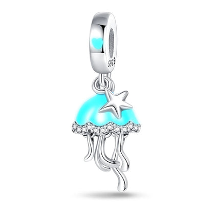✨ 925 Silver Ocean Charms – 🐙 Octopus, 🐢 Sea Turtle, 🐬 Dolphin & 💧 Blue Zircon | Pandora-Style Bracelet Compatible