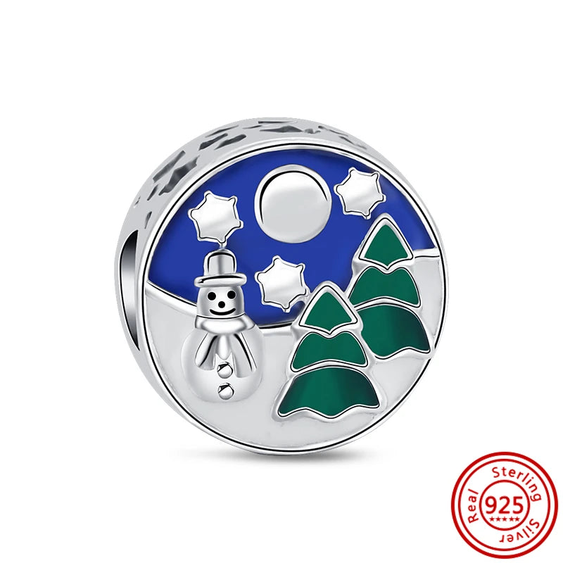 ✨ Winter Charms – ❄️ Snowflake, ⛄ Snowman, 🏠 Snowy House & 🎩 Hat | Pandora-Style Bracelet Compatible