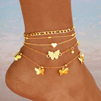 3pcs Retro Pearl Beads Anklet for Women