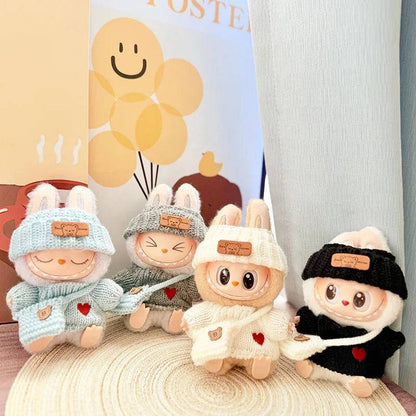 1Set Doll Clothes for 17cm Labubu Cotton Dolls – Sweater, Hat & Scarf Accessories