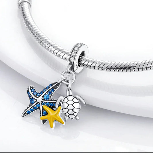 ✨ 925 Silver Ocean Charms – 🐙 Octopus, 🐢 Sea Turtle, 🐬 Dolphin & 💧 Blue Zircon | Pandora-Style Bracelet Compatible