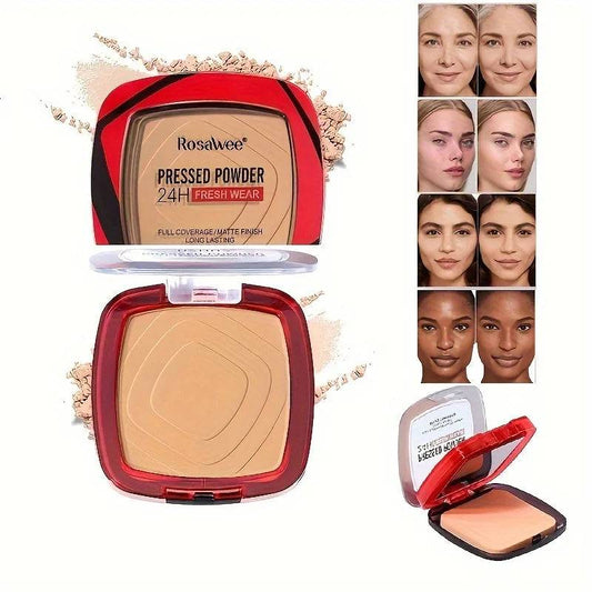✨ Matte Full Coverage Pressed Powder Foundation with Puff Applicator