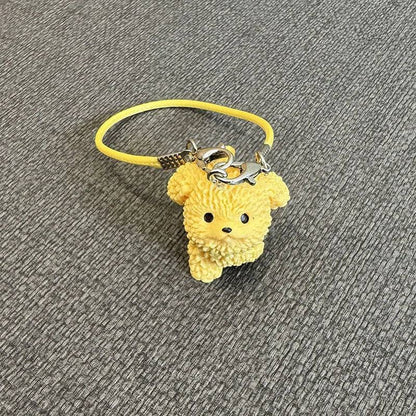 Mini Resin Flocking 3D Bichon Frise Dog Pendant Charm – for 15cm & 17cm Labubu Dolls