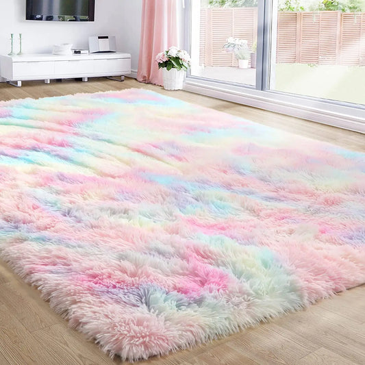 RainbowCloud Plush Rug – Ultra-Soft, Vibrant & Cozy Home Comfort