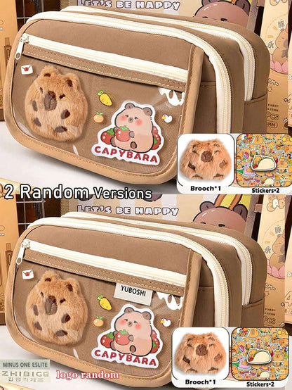 Capybara Pencil Case – 1Pc Large Capacity Flip Cover Stationery Bag for School or Office