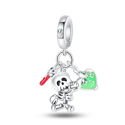 ✨ 925 Sterling Silver Halloween Charms – 🧙‍♀️ Witch, 💀 Skeleton, 👻 Ghost & 🎃 Pumpkin | Pandora-Style Bracelet Compatible