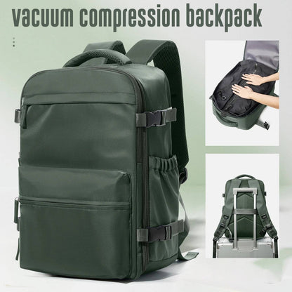 Vacuum Backpack Travel Bag – Large Capacity Expandable Business & School Laptop Backpack for Men & Wome