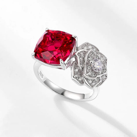 💍 ALLNOEL Ring aus 100 % 925er Sterlingsilber mit Laborrubin und Diamant – Verlobungsschmuck für die ewige Liebe ❤️🌹 