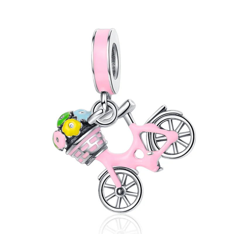 ✨ 925 Silver DIY Charms – 🎈 Hot Air Balloon, 💖 Mother & Daughter Hearts, 💗 Pink Murano Glass | Pandora-Style Bracelet Compatible