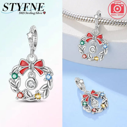 ✨ 925 Sterling Silver Christmas Charms – Tree, Hat, Love & Elk | Pandora-Style Bracelet Compatible