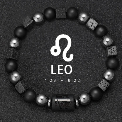 ✨ 12 Zodiac Natural Stone Bracelet – Cancer, Virgo, Leo, Libra – Unisex Couple & Friendship Jewelry Gift