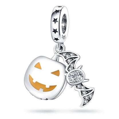 ✨ 925 Sterling Silver Halloween Charms – 🧙‍♀️ Witch, 💀 Skeleton, 👻 Ghost & 🎃 Pumpkin | Pandora-Style Bracelet Compatible