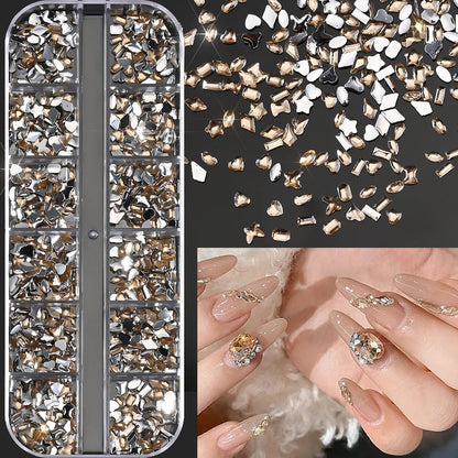 🌊✨ 12Grids Ocean Gold Nail Art Charms | Shell, Seahorse, Starfish & Pearl Gems 🐚🦄 Shop1103833347 Store