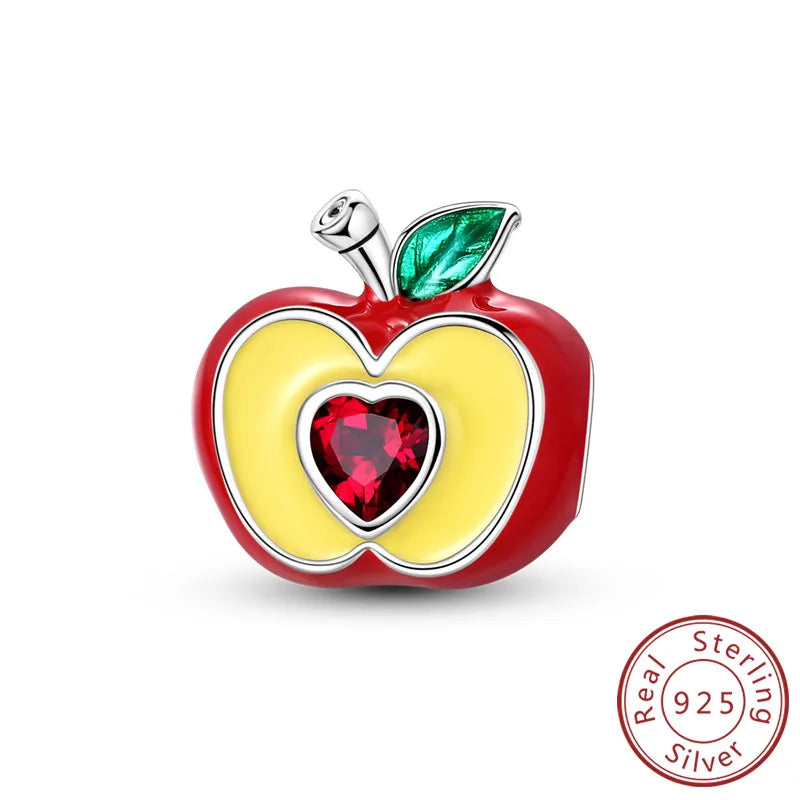 ✨ 925 Silver Cute Charms – 🐾 Cat Paw, 🎀 Bow, 🍎 Apple & ❤️ Heart | Pandora-Style Bracelet Compatible