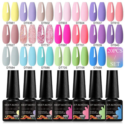 20-Piece HEMA-Free Gel Nail Polish Set – All-Season Long-Lasting UV/LED Soak-Off Kit for DIY Manicure & Nail Art