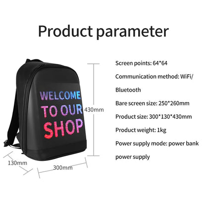 LED Display Screen Backpack – Smart Wireless Advertising Billboard Bag