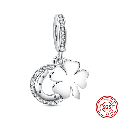 ✨ 925 Silver Sparkling Charms – ❄️ Snowflake, 🌿 Herbarium, 😇 Angel Wings & ❤️ Heart | Pandora-Style Bracelet Compatible