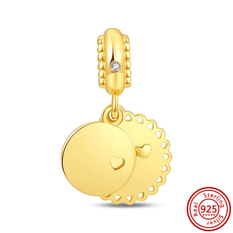 ✨ 925 Silver Gold-Plated Charms – ✨ Sparkling Dangle Beads | Pandora-Style Bracelet Compatible