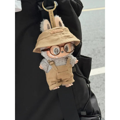 2025 Macaron Color Labubu Outfit – Strap Pants, Hat & Glasses Doll Accessories