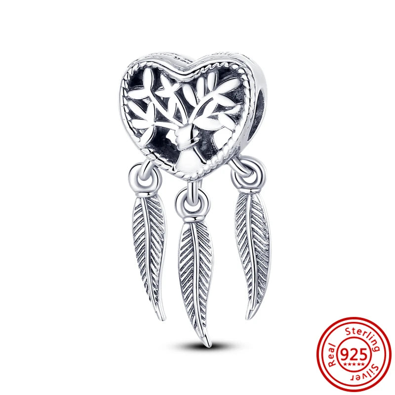 ✨ 925 Silver Purple Charms – ❤️ Heart-Shaped Stone & 🕷️ Spider | Pandora-Style Bracelet Compatible