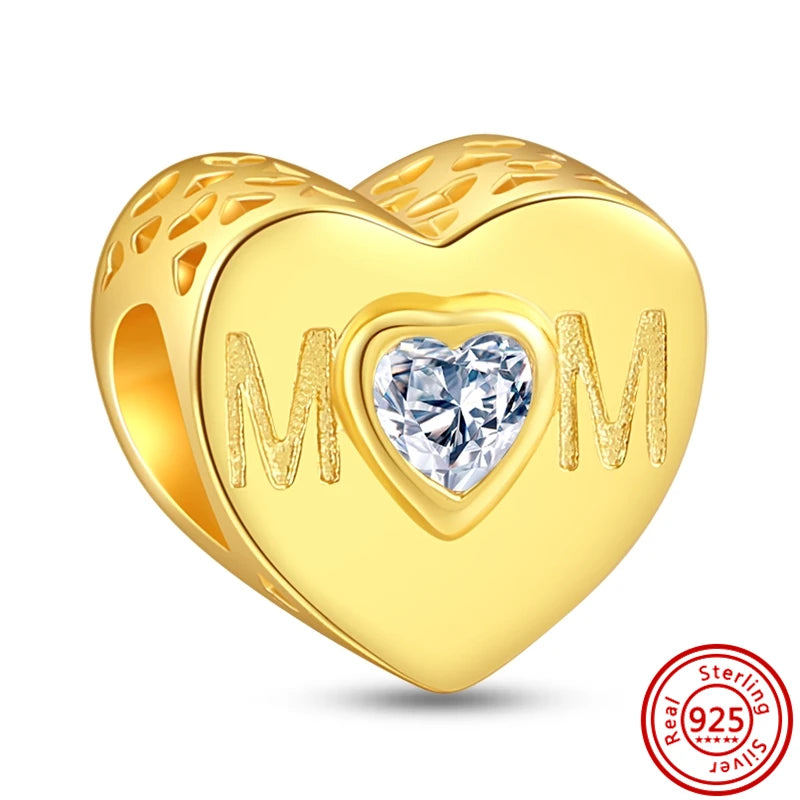 ✨ 925 Silver Gold-Plated Charms – ✨ Sparkling Dangle Beads | Pandora-Style Bracelet Compatible