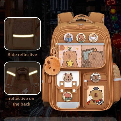 Capybara Children Backpack – Waterproof Orthopedic School Bag with Large Capacity
