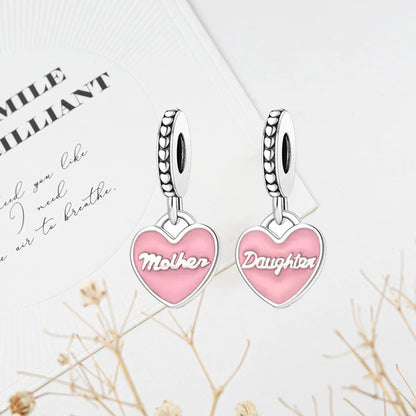 ✨ 925 Silver DIY Charms – 🎈 Hot Air Balloon, 💖 Mother & Daughter Hearts, 💗 Pink Murano Glass | Pandora-Style Bracelet Compatible