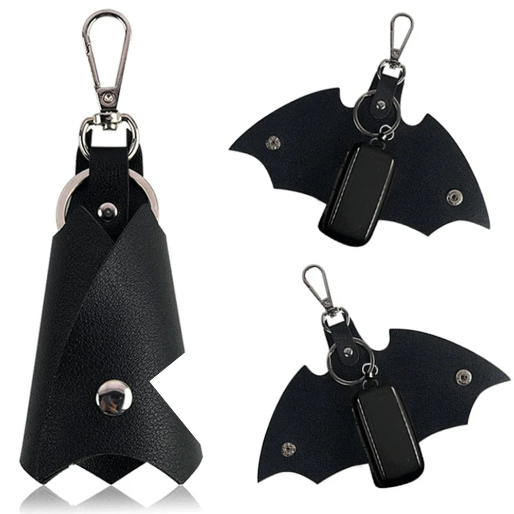 Superhero Bruce Wayne Cosplay Keychain – Black Leather Bat Pendant