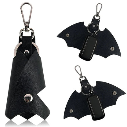 Superhero Bruce Wayne Cosplay Keychain – Black Leather Bat Pendant