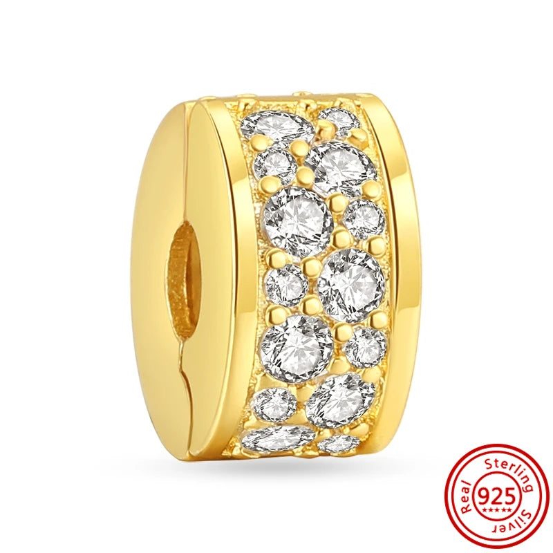✨ 925 Silver Gold-Plated Charms – ✨ Sparkling Dangle Beads | Pandora-Style Bracelet Compatible