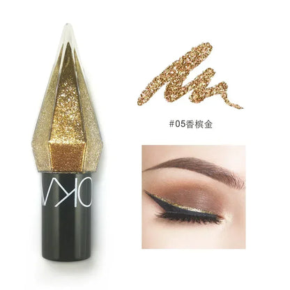 Waterproof Glitter Eyeliner & Eyeshadow – Shiny Diamond Liquid Makeup in Silver, Rose Gold & More