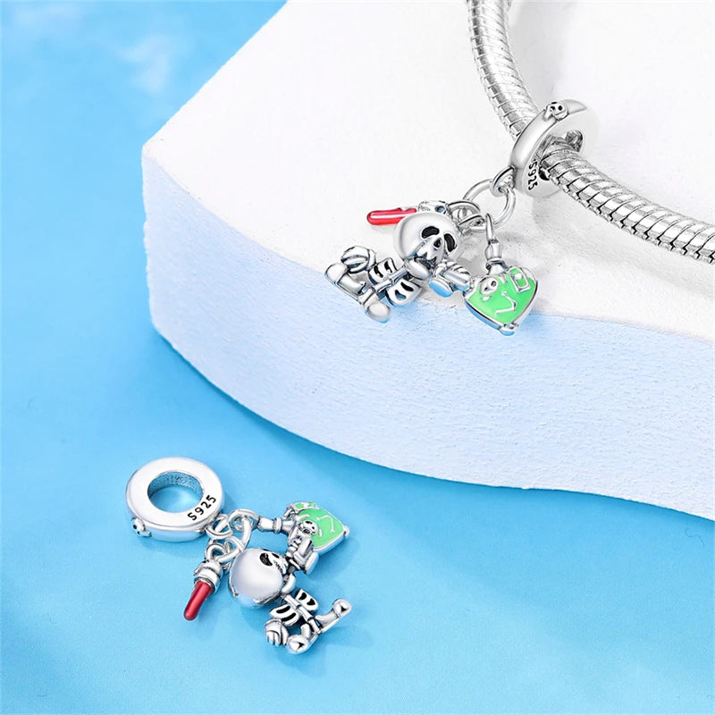 ✨ 925 Sterling Silver Halloween Charms – 🧙‍♀️ Witch, 💀 Skeleton, 👻 Ghost & 🎃 Pumpkin | Pandora-Style Bracelet Compatible