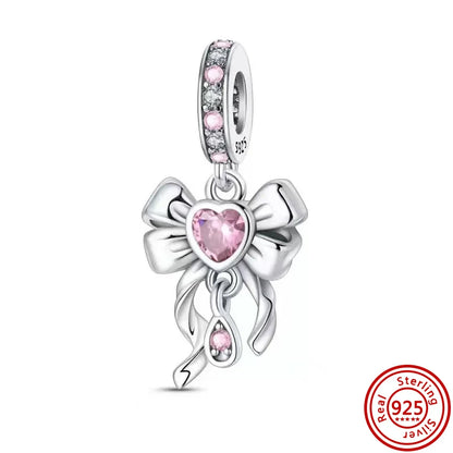 ✨ 925 Silver Purple Charms – ❤️ Heart-Shaped Stone & 🕷️ Spider | Pandora-Style Bracelet Compatible
