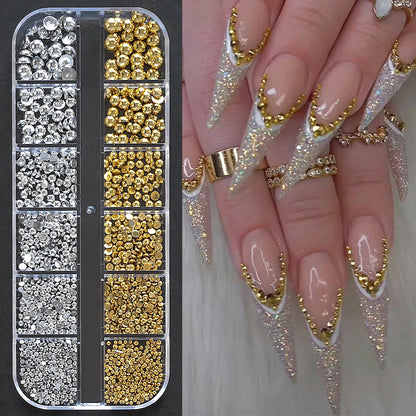 🌊✨ 12Grids Ocean Gold Nail Art Charms | Shell, Seahorse, Starfish & Pearl Gems 🐚🦄 Shop1103833347 Store