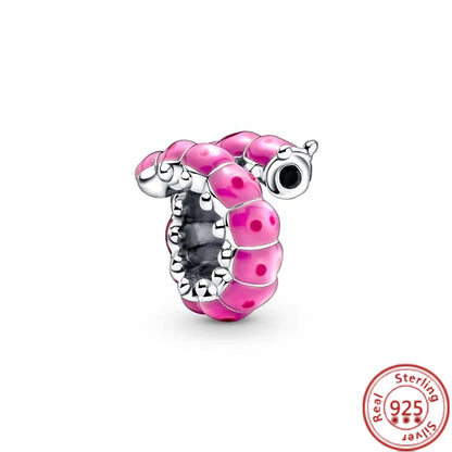 ✨ 925 Silver Purple Charms – ❤️ Heart-Shaped Stone & 🕷️ Spider | Pandora-Style Bracelet Compatible