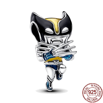 ✨ 925 Silver Marvel Charms – 🕷️ Deadpool & 🐺 Wolverine | Pandora-Style Bracelet Compatible