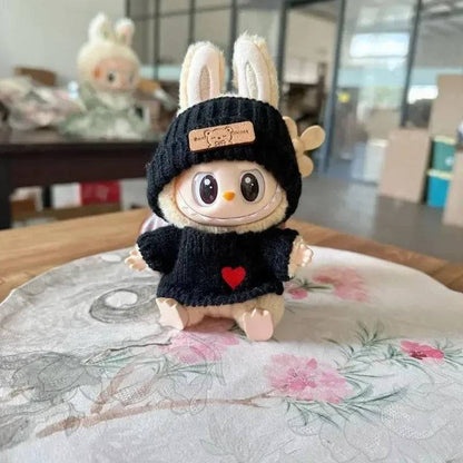 Labubu Bear Hat & Love Sweater Pendant Set – Cute Baby Doll Clothes