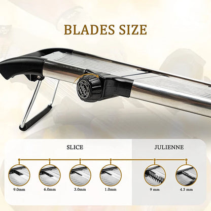 🥕 Adjustable Mandoline Slicer – Stainless Steel Vegetable Cutter & Chopper