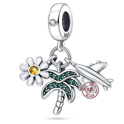 ✨ 925 Silver Ocean Charms – 🐙 Octopus, 🐢 Sea Turtle, 🐬 Dolphin & 💧 Blue Zircon | Pandora-Style Bracelet Compatible