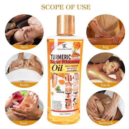🌿 Turmeric Essential Oil – 200ml Soothing Skin Oil for Face, Neck, Hands & Feet Massage
