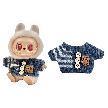 1Set Doll Clothes for 17cm Labubu Cotton Dolls – Sweater, Hat & Scarf Accessories