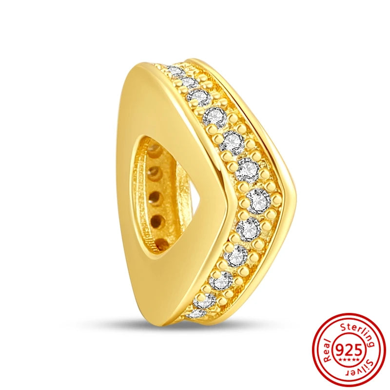 ✨ 925 Silver Gold-Plated Charms – ✨ Sparkling Dangle Beads | Pandora-Style Bracelet Compatible