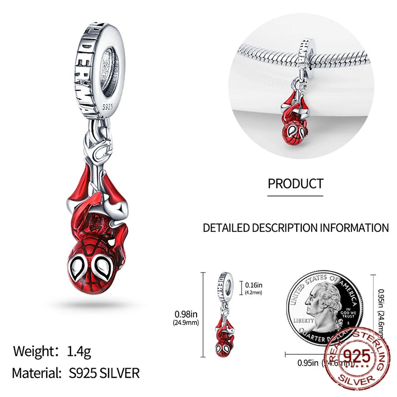✨ 925 Silver Marvel Charms – 🕷️ Deadpool & 🐺 Wolverine | Pandora-Style Bracelet Compatible