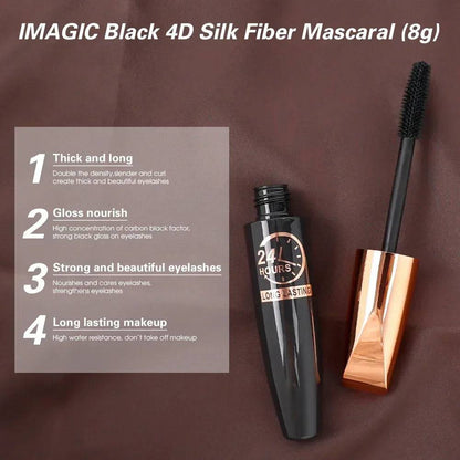 🌟 5D Waterproof Black Silk Fiber Mascara – Lengthening & Curling Eyelash Extension