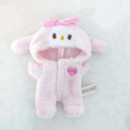 Labubu 17cm Cute Hairy Rabbit Onesie – Mini Doll Bodysuit Outfit Set