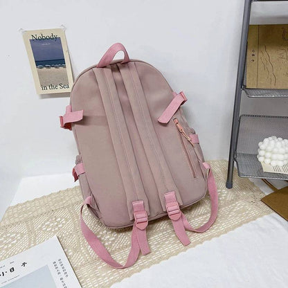 Cute Women’s Backpack – Waterproof Multi-Pocket Nylon Kawaii School Bag for Students & Girls