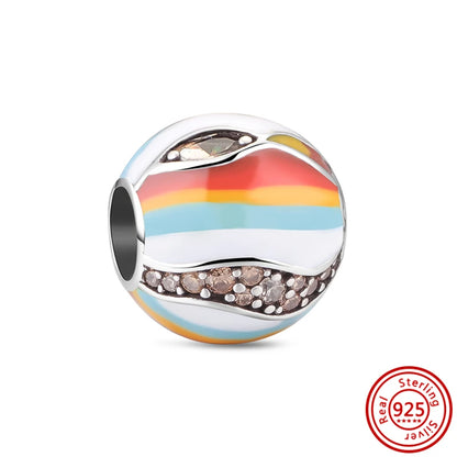 ✨ 925 Sterling Silver Ocean Charms – 🌙 Moon, ⭐ Star, ☀️ Sun & 💧 Blue Beads | Pandora-Style Bracelet Compatible
