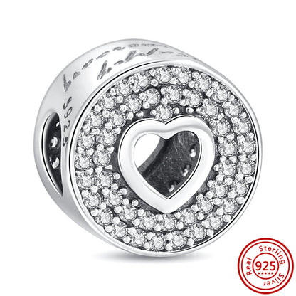 ✨ 925 Silver Sparkling Charms – ❄️ Snowflake, 🌿 Herbarium, 😇 Angel Wings & ❤️ Heart | Pandora-Style Bracelet Compatible